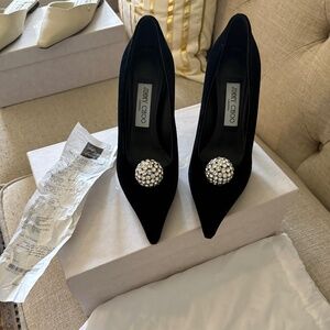 Jimmy choo orb pump 95 size 37 black velvet crystal orb